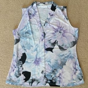 Calvin Klein Floral V Neck Tank Sz. L